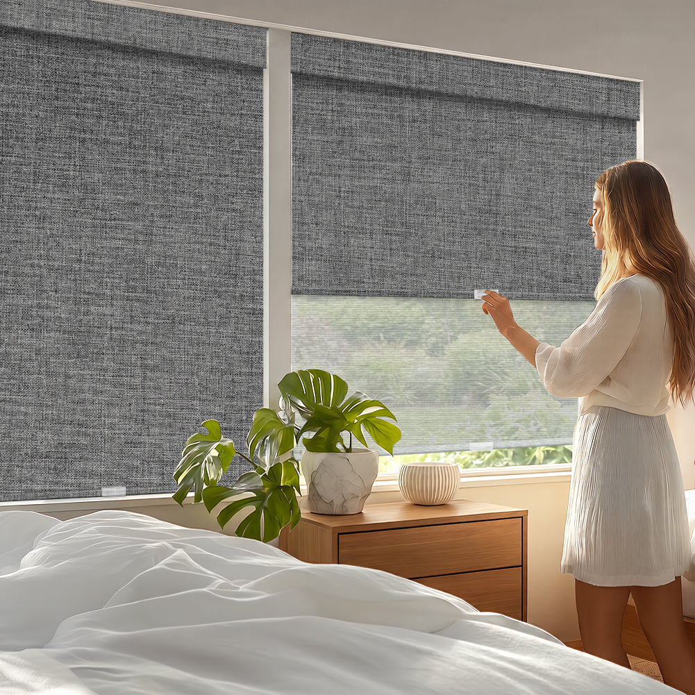 Manual Cordless Dual Roller Shades, Blackout & Sheer, Custom Size