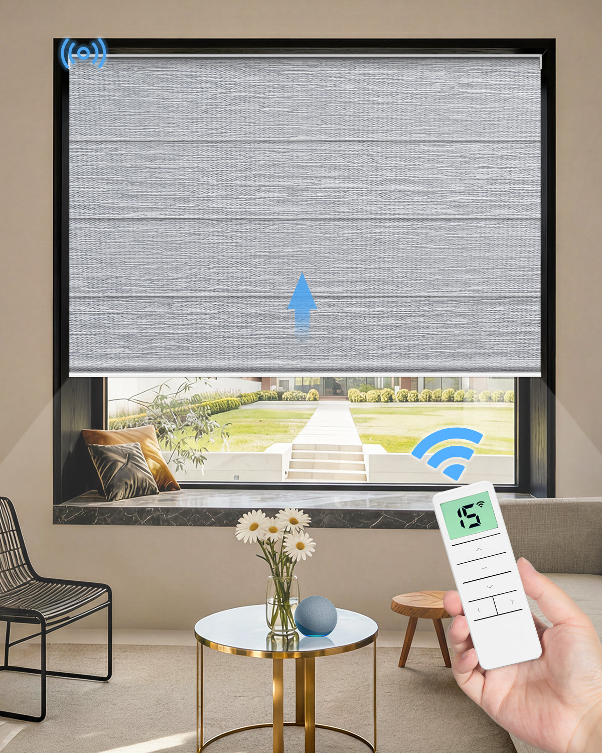 Motorized Blackout Roman Shades – Room Darkening, Custom Sizes