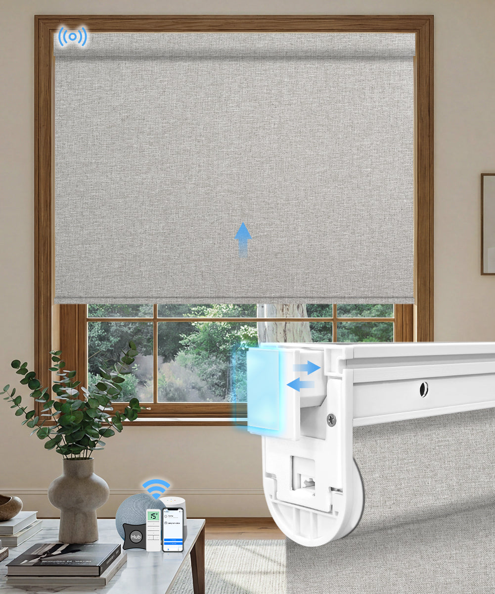 No drill motorized blackout roller shade fabric wheat