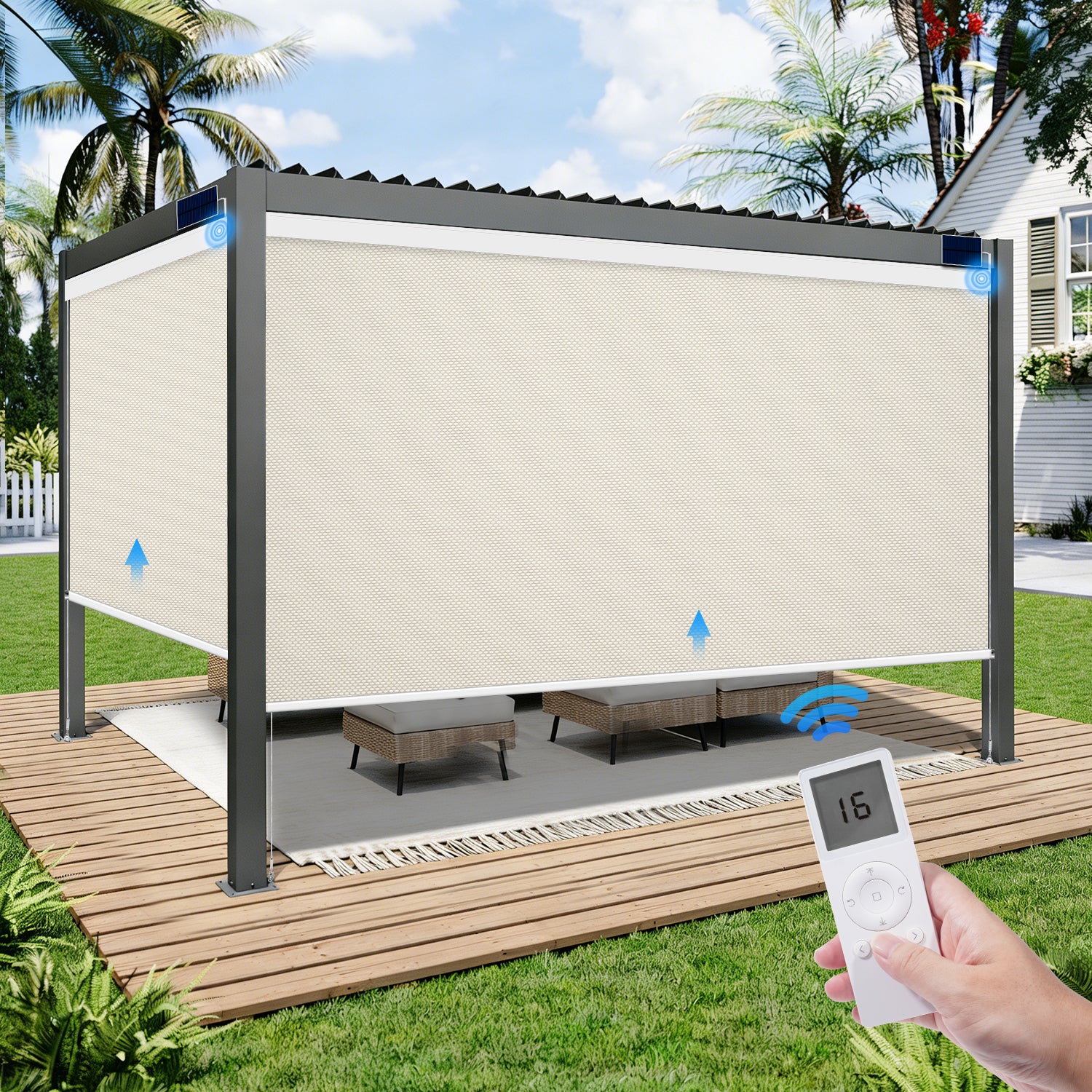 Motorized Outdoor Shades for Patio & Pergola