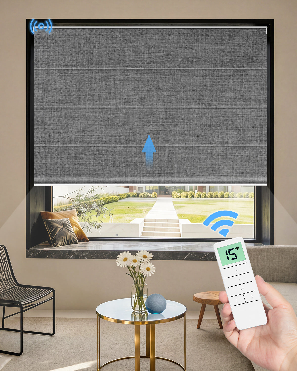 Motorized Blackout Roman Shades – Room Darkening, Custom Sizes