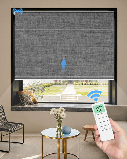 Motorized Blackout Roman Shades – Room Darkening, Custom Sizes