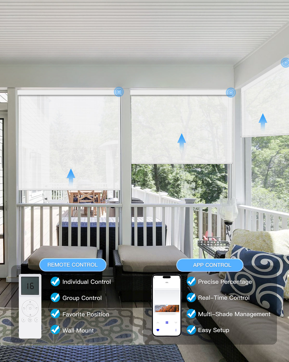 Motorized Outdoor Shades for Patio & Pergola