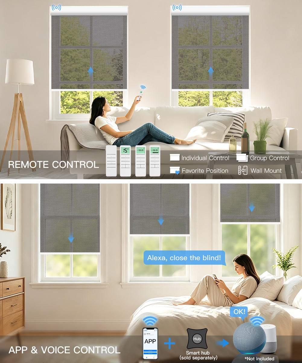 No-Drill Motorized Light Filtering Fireproof Roller Shades