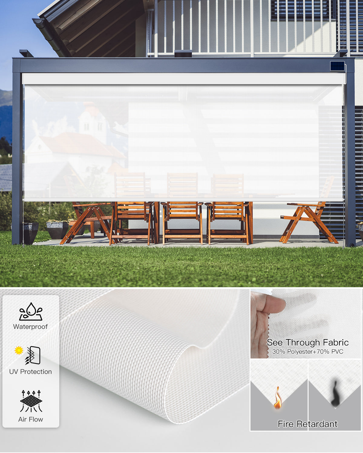 Motorized Outdoor Shades for Patio & Pergola