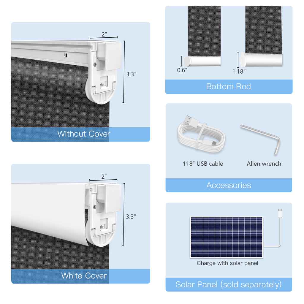 No-Drill Motorized Light Filtering Fireproof Roller Shades