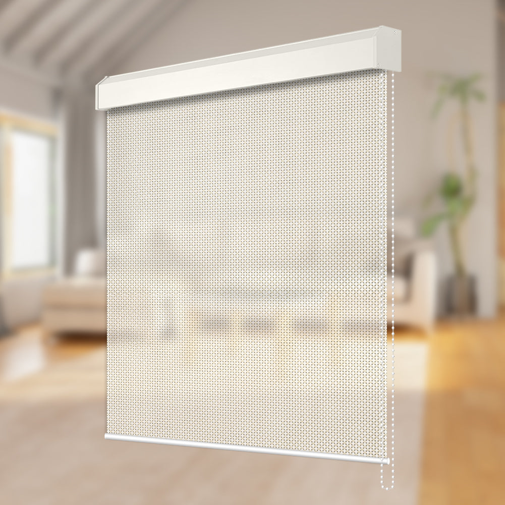 Manual Light Filtering Fireproof Roller Shade - Corded