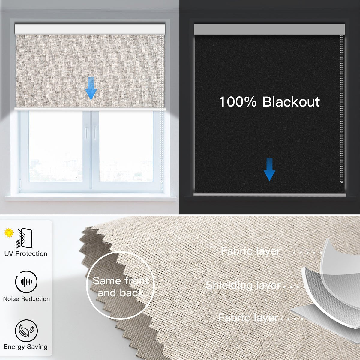 Manually Controlled Corded Blackout Roller Shade - Tokblind official