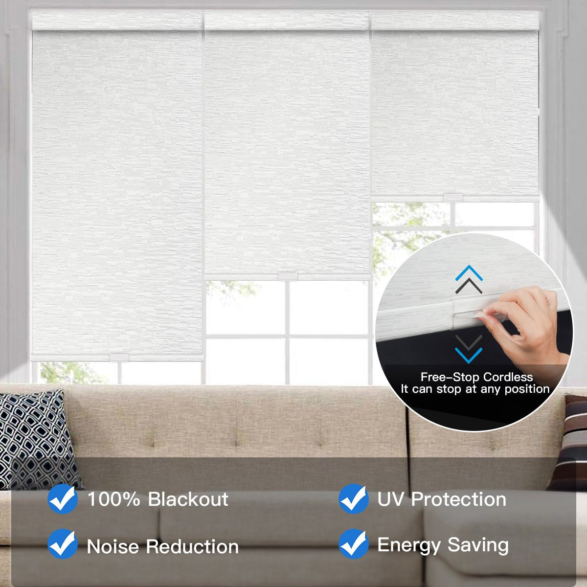 Manually Controlled Cordless Blackout Roller Shade - Tokblind official