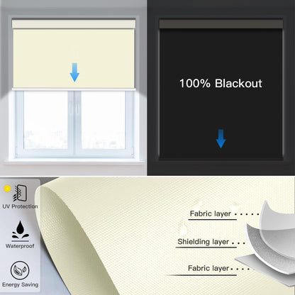 Motorized Blackout Roller Shade - Vinyl Fabric - Tokblind official