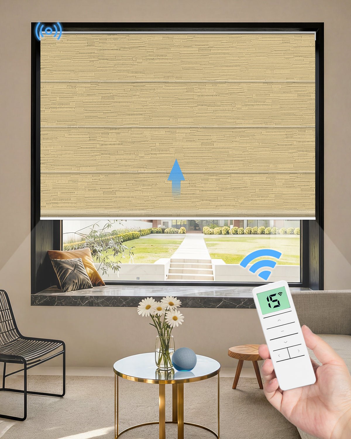 Motorized Blackout Roman Shades – Room Darkening, Custom Size - Tokblind