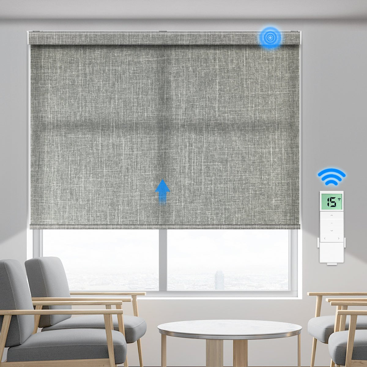 Motorized Light Filtering Roller Shade (Fabric Wrapped) - Tokblind official