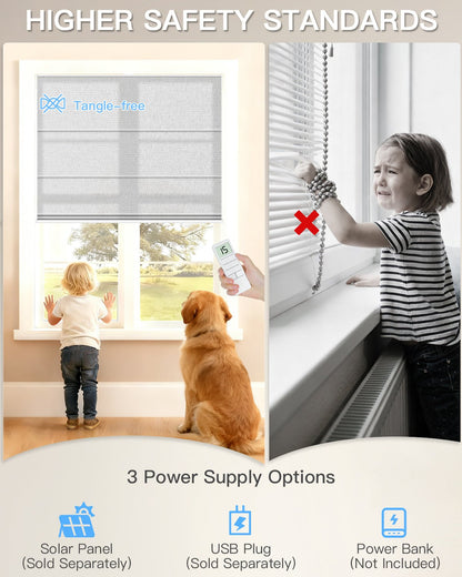 Motorized Roman Shades – Semi Sheer, Customizable - Tokblind