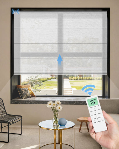 Motorized Roman Shades – Semi Sheer, Customizable - Tokblind